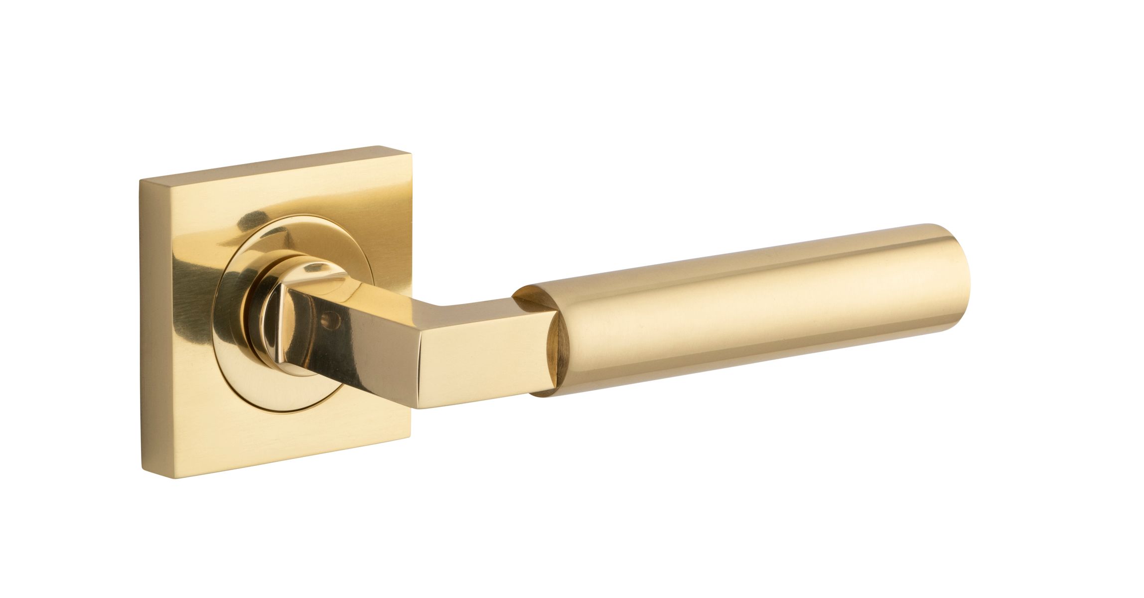 0410 - Berlin Lever - Square Rose - Polished Brass - Passage