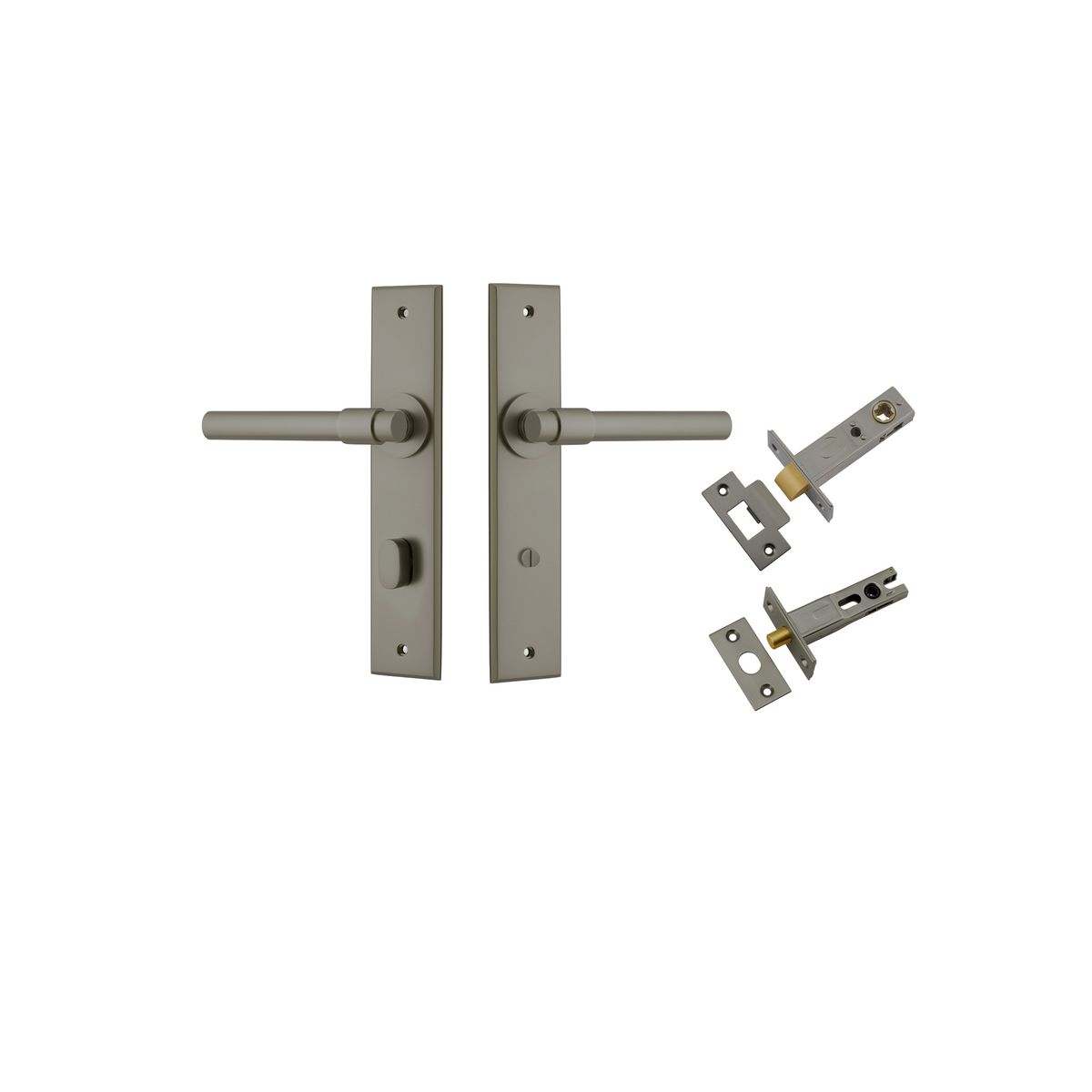 16604KPRIV60 - Helsinki Lever - Chamfered Backplate Privacy Kit with Privacy Turn - Graphite PVD - Privacy