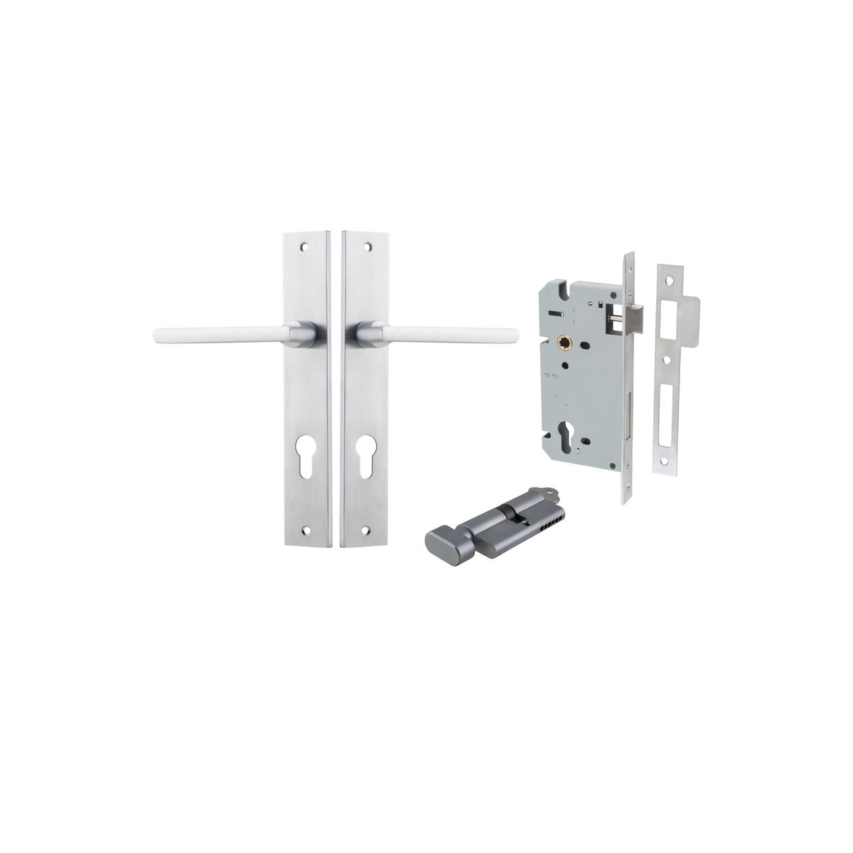 12202KENTR60KT - Baltimore Lever - Rectangular Backplate Entrance Kit with High Security Lock - Brushed Chrome - Entrance