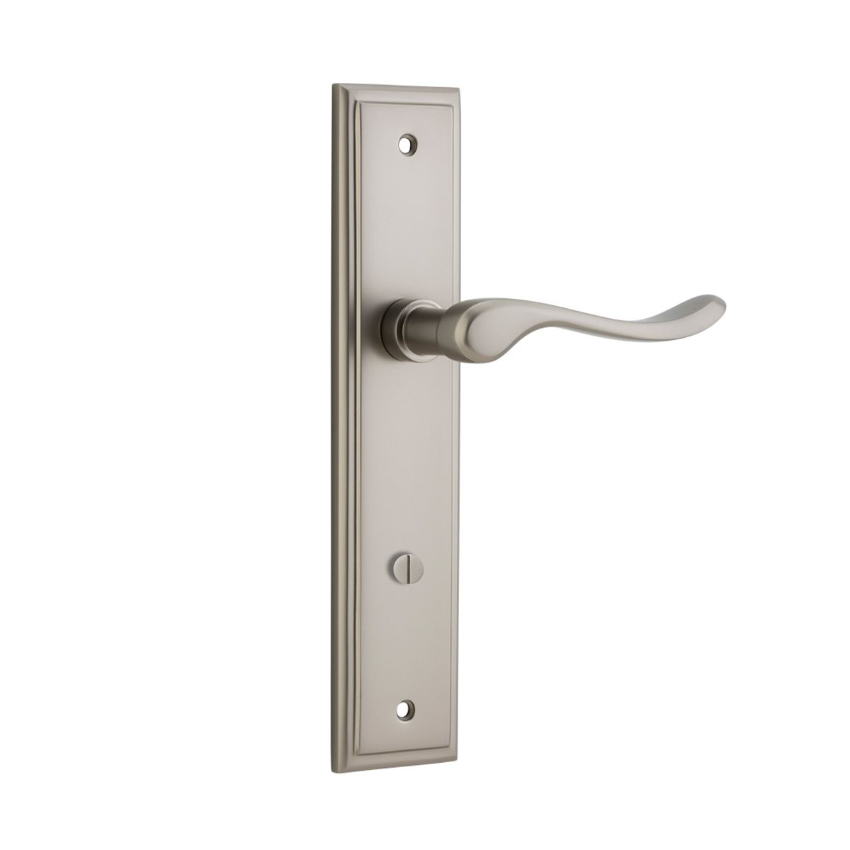 14926P85 - Stirling Lever - Stepped Backplate - Satin Nickel - Privacy
