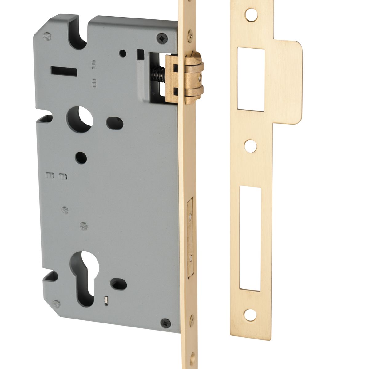 6111 - 85mm Euro Roller Mortice Lock - 60mm Backset - Brushed Brass