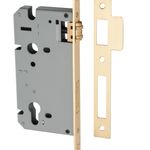 6111 - 85mm Euro Roller Mortice Lock - 60mm Backset - Brushed Brass