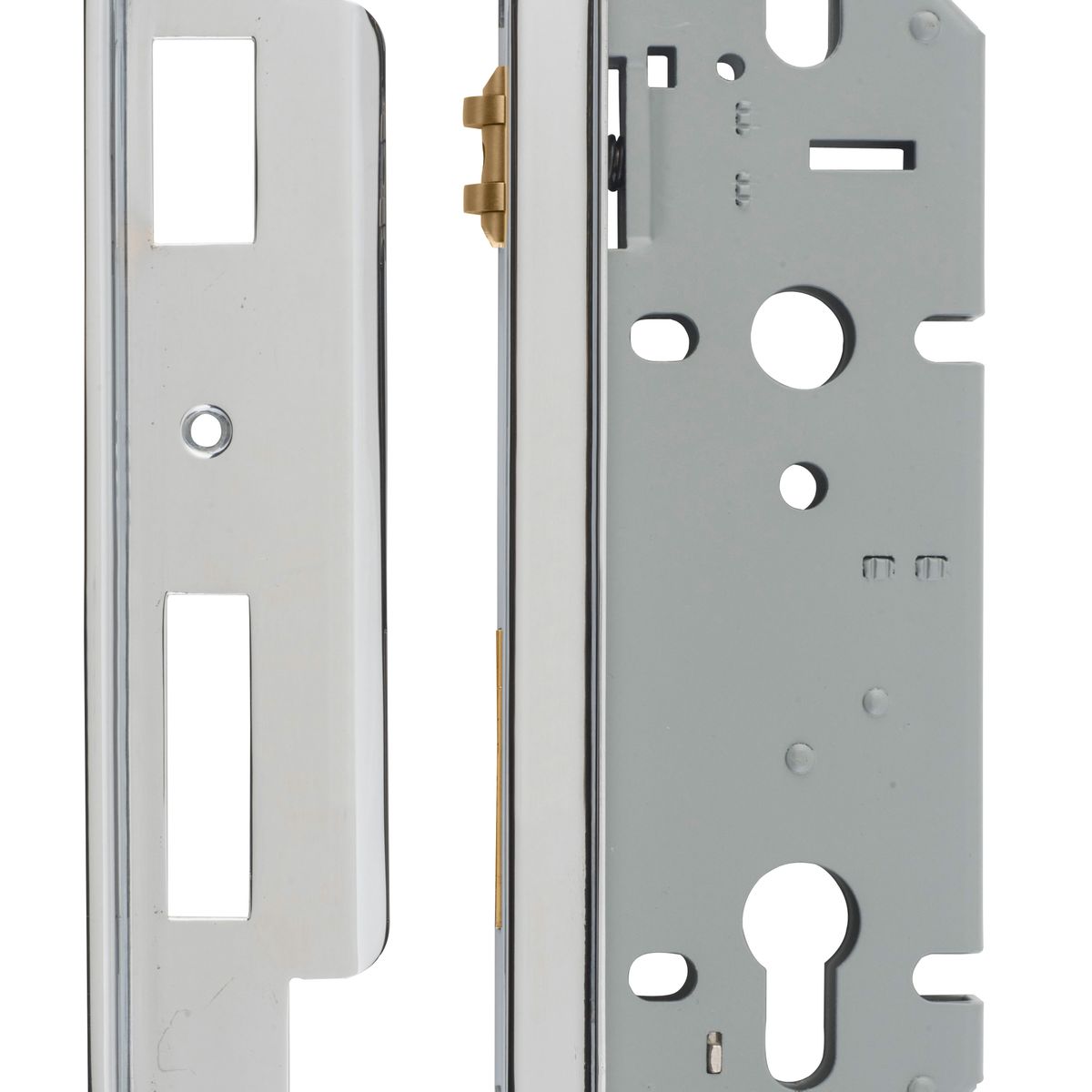 6056 - Rebated 85mm Euro Roller Mortice Locks - 45mm Backset - Polished Chrome