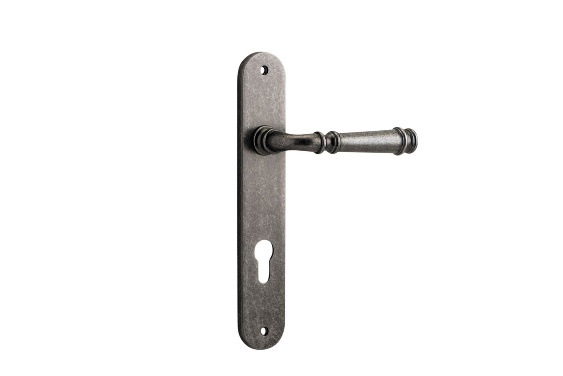 13730E85 - Verona Lever - Oval Backplate - Distressed Nickel - Entrance