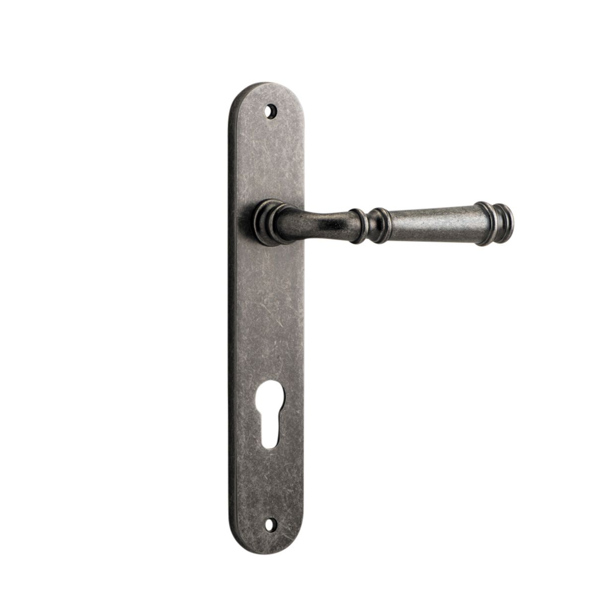 13730E85 - Verona Lever - Oval Backplate - Distressed Nickel - Entrance