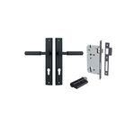 12750KENTR60KK - Berlin Lever - Rectangular Backplate Entrance Kit with High Security Lock - Matt Black - Entrance