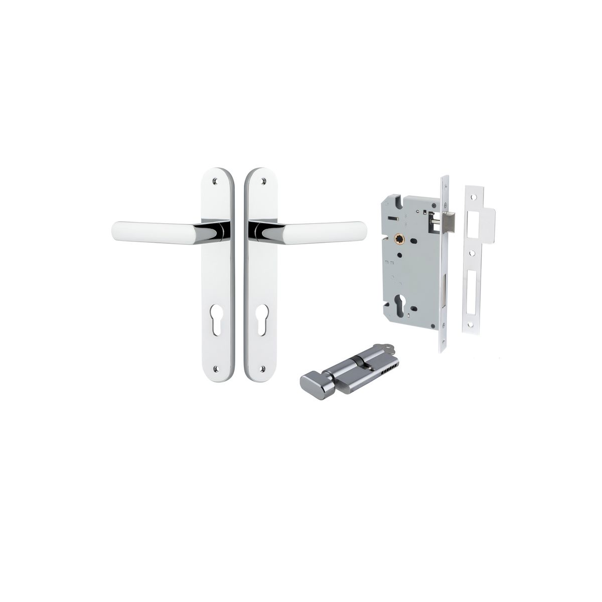 11864KENTR60KT - Osaka Lever - Oval Backplate Entrance Kit with High Security Lock - Polished Chrome - Entrance