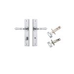 12280KPRIV60 - Sarlat Lever - Chamfered Backplate Privacy Kit with Privacy Turn - Brushed Chrome - Privacy
