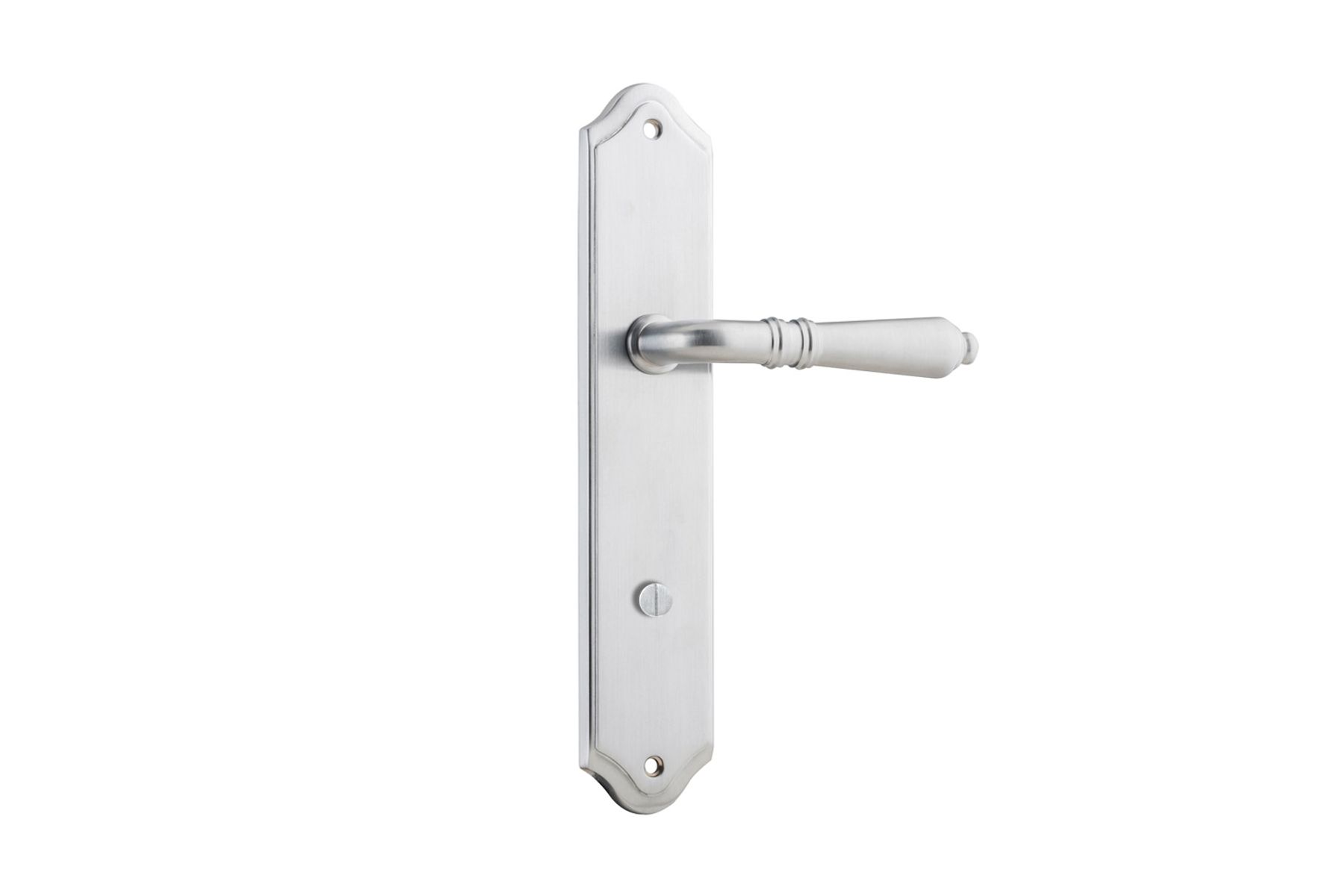12212P85 - Sarlat Lever - Shouldered Backplate - Brushed Chrome - Privacy