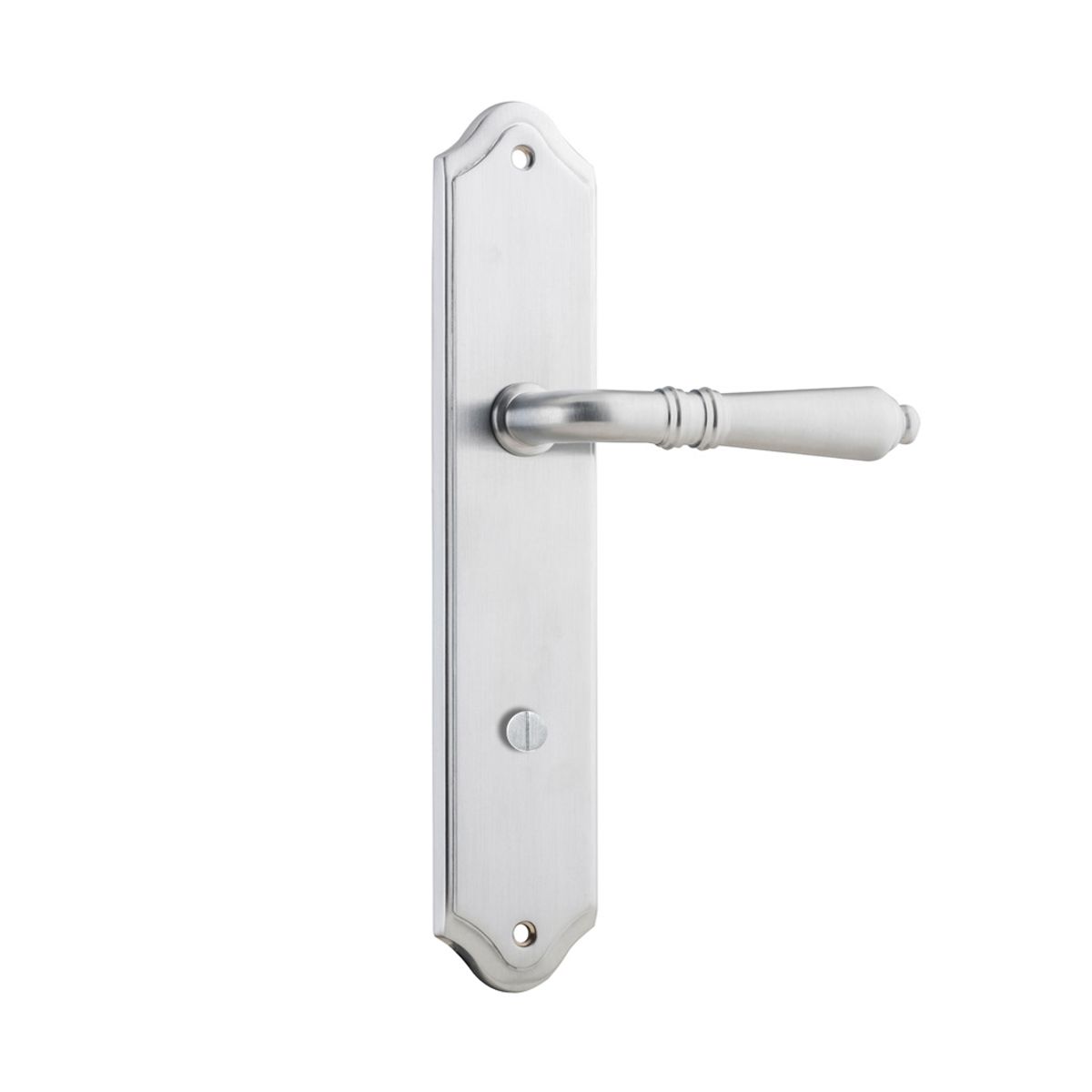 12212P85 - Sarlat Lever - Shouldered Backplate - Brushed Chrome - Privacy