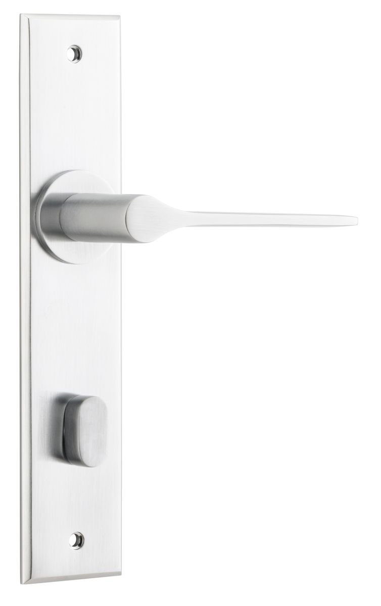 12258P85 - Como Lever - Chamfered Backplate - Brushed Chrome - Privacy