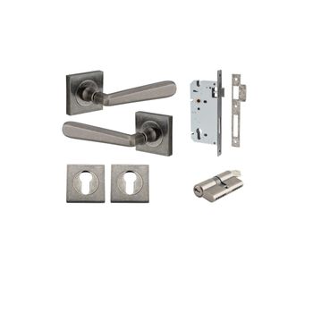 Copenhagen Lever - Square Rose Entrance Kit with Separate High Security Lock