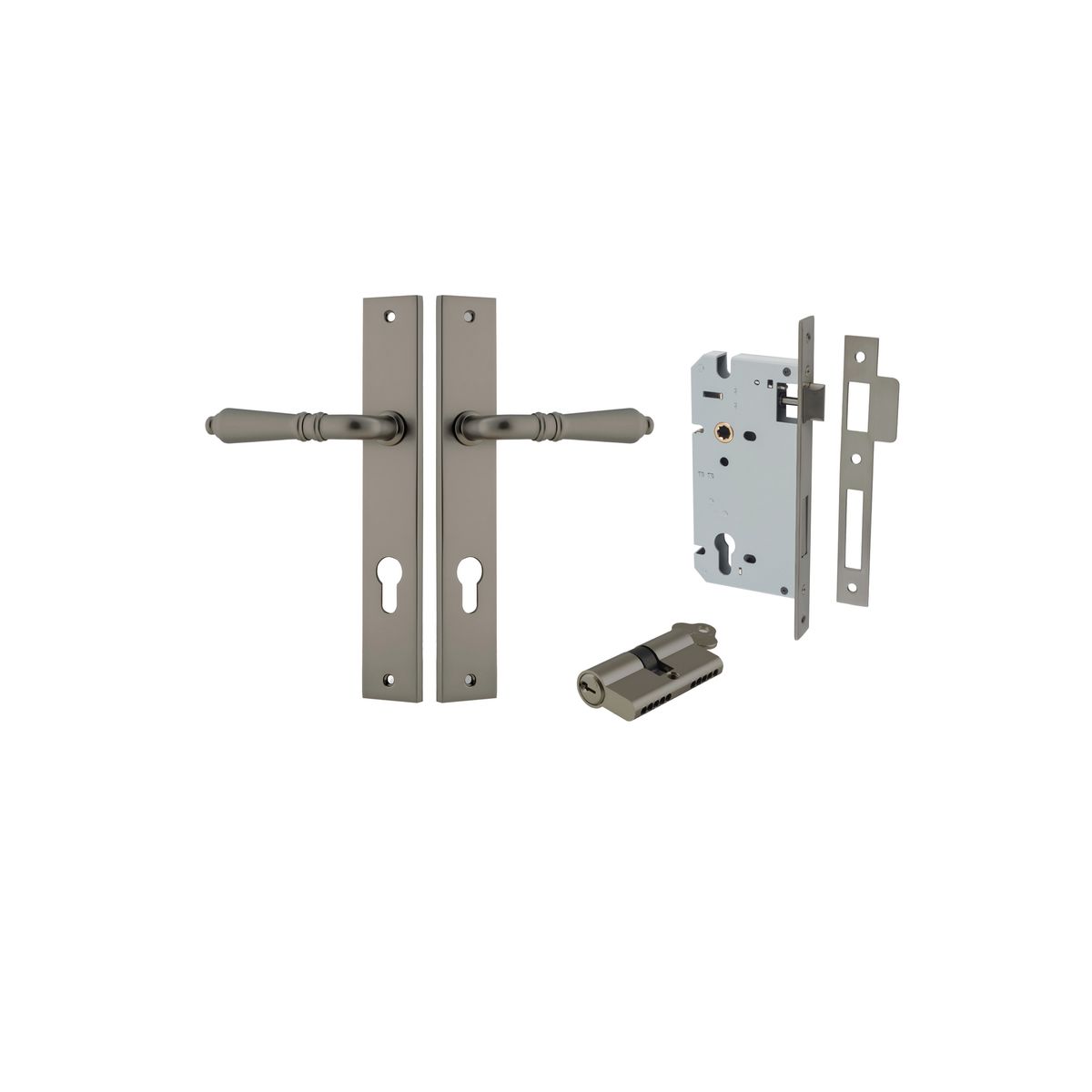 16800KENTR60KK - Sarlat Lever - Rectangular Backplate Entrance Kit with High Security Lock - Graphite PVD - Entrance