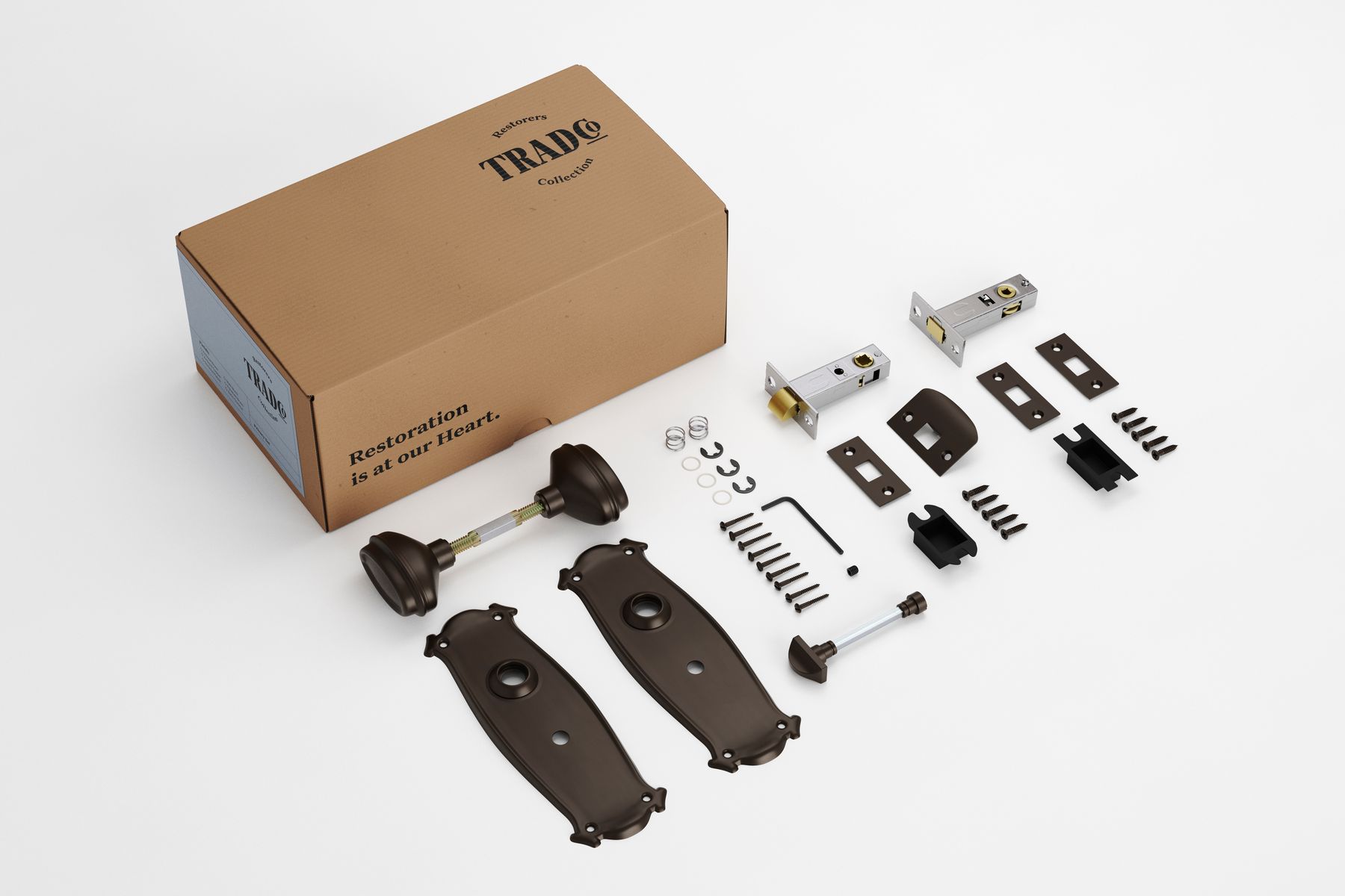 Bungalow Door Knob - Long Backplate Privacy Set