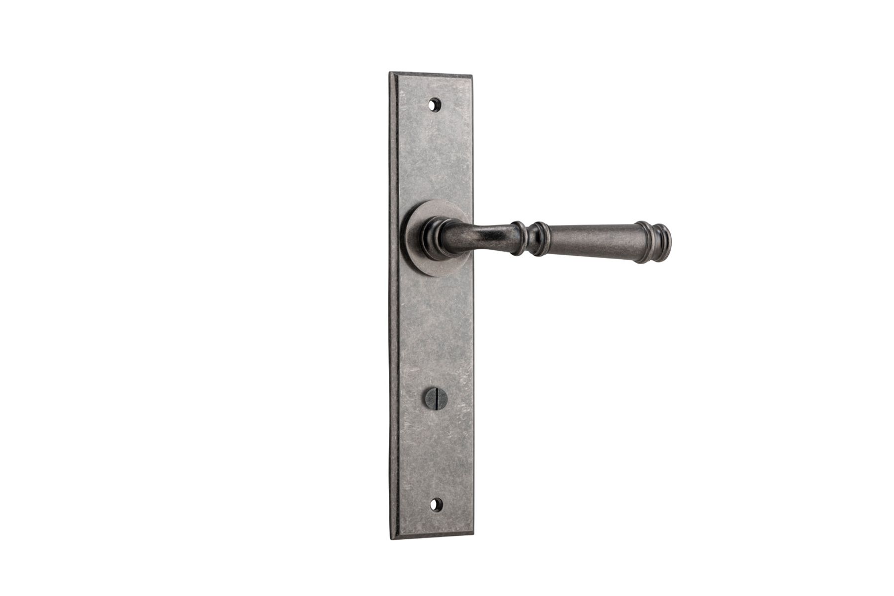 13786P85 - Verona Lever - Chamfered Backplate - Distressed Nickel - Privacy