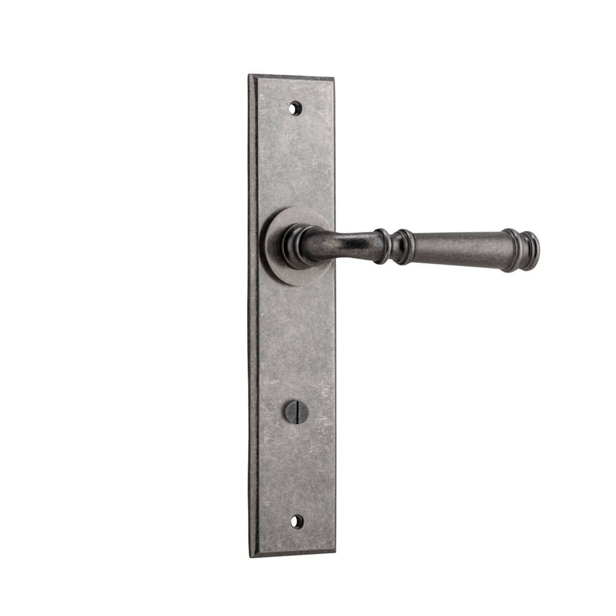 13786P85 - Verona Lever - Chamfered Backplate - Distressed Nickel - Privacy