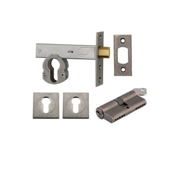 Euro Mortice Deadbolt Kit - 70mm Backset with Square Euro Escutcheon Key/Key