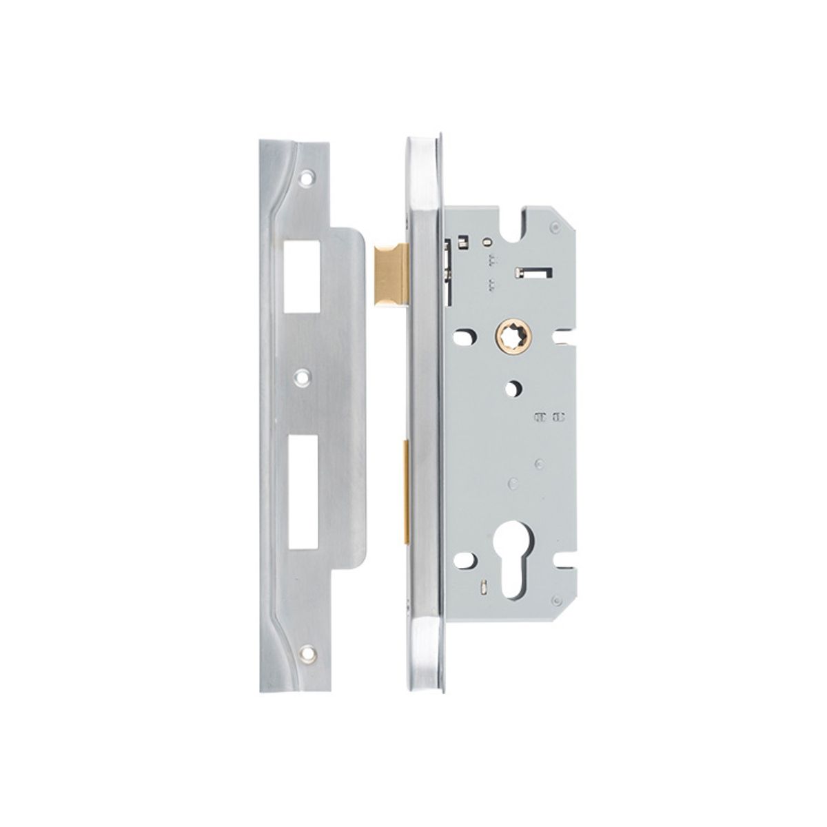6060 - Rebated 85mm Euro Mortice Locks - 45mm Backset - Brushed Chrome