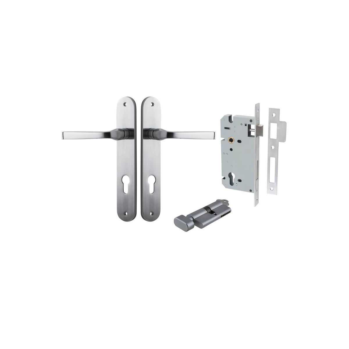 12232KENTR60KT - Annecy Lever - Oval Backplate Entrance Kit with High Security Lock - Brushed Chrome - Entrance