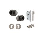 0217KENTR60KK - Paddington Knob - Round Rose Entrance Kit with Separate High Security Lock - Distressed Nickel - Entrance