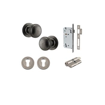 Paddington Knob - Round Rose Entrance Kit with Separate High Security Lock