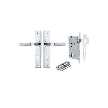 Brunswick Lever - Chamfered Backplate Entrance Kit with High Security Lock