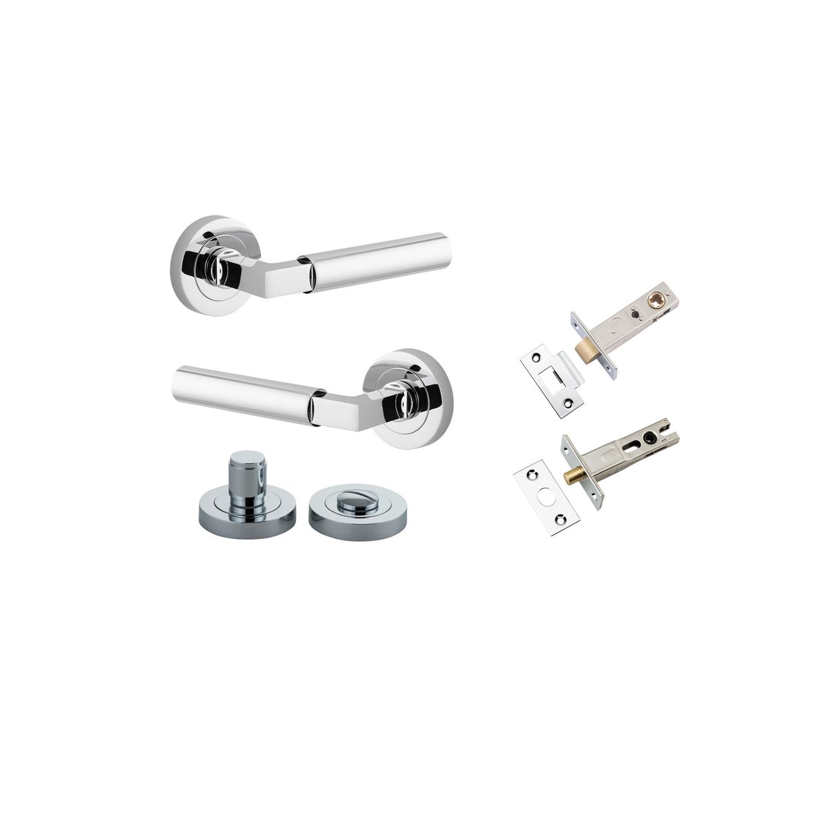 0344KPRIV60 - Berlin Lever - Round Rose Privacy Kit - Polished Chrome - Privacy