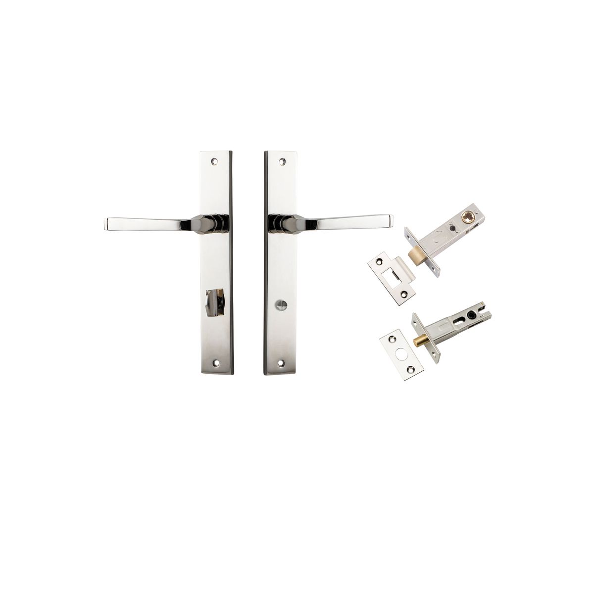 14208KPRIV60 - Annecy Lever - Rectangular Backplate Privacy Kit with Privacy Turn - Polished Nickel - Privacy