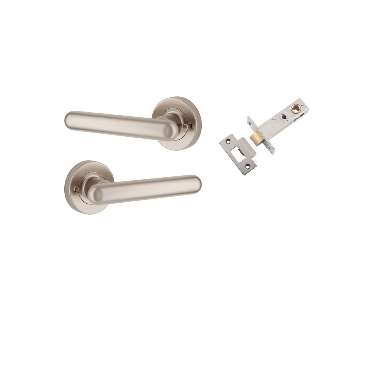 24005KIBPRIV60 - Puerto Lever - Round Rose (Inbuilt Privacy) - Satin Nickel - Privacy