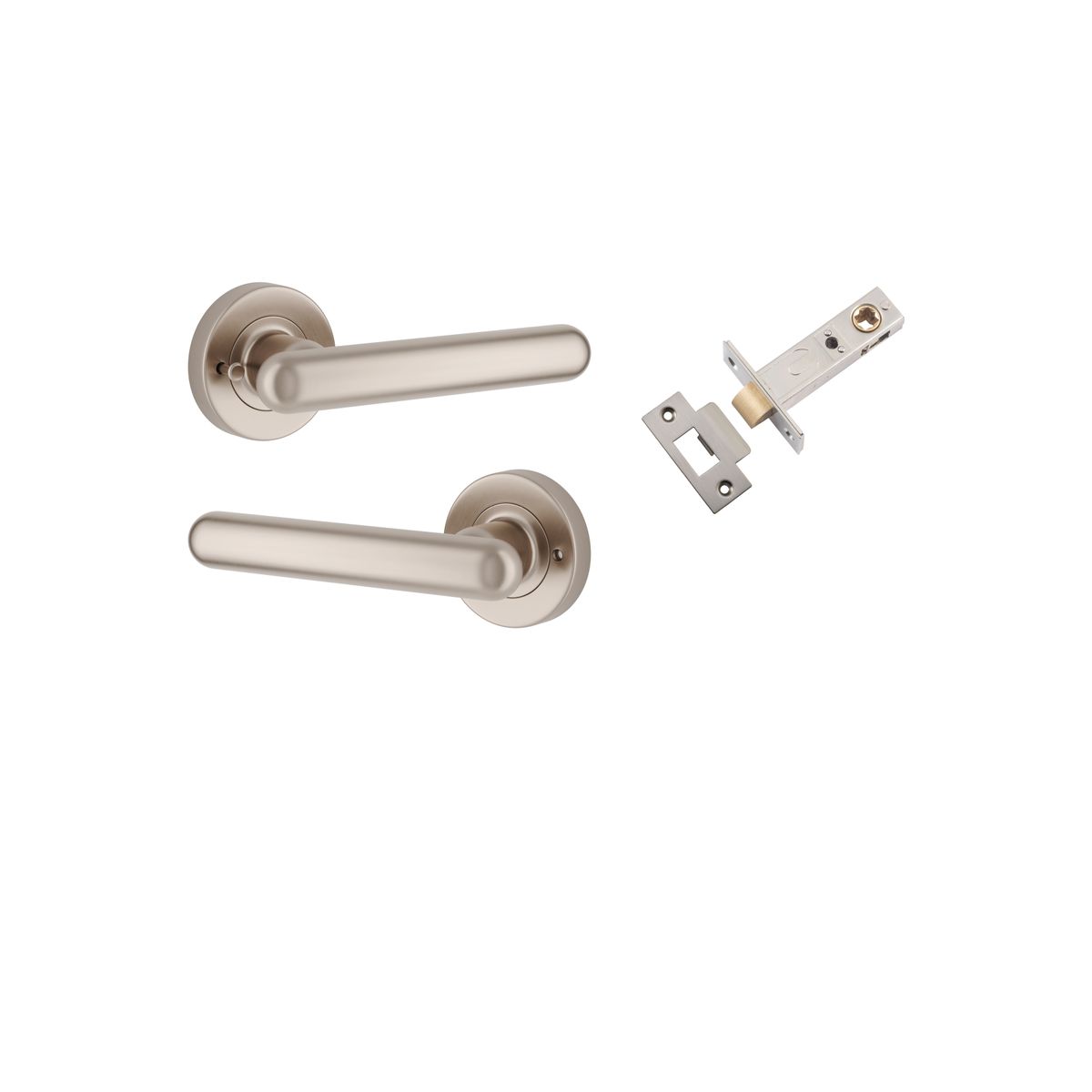 24005KIBPRIV60 - Puerto Lever - Round Rose (Inbuilt Privacy) - Satin Nickel - Privacy