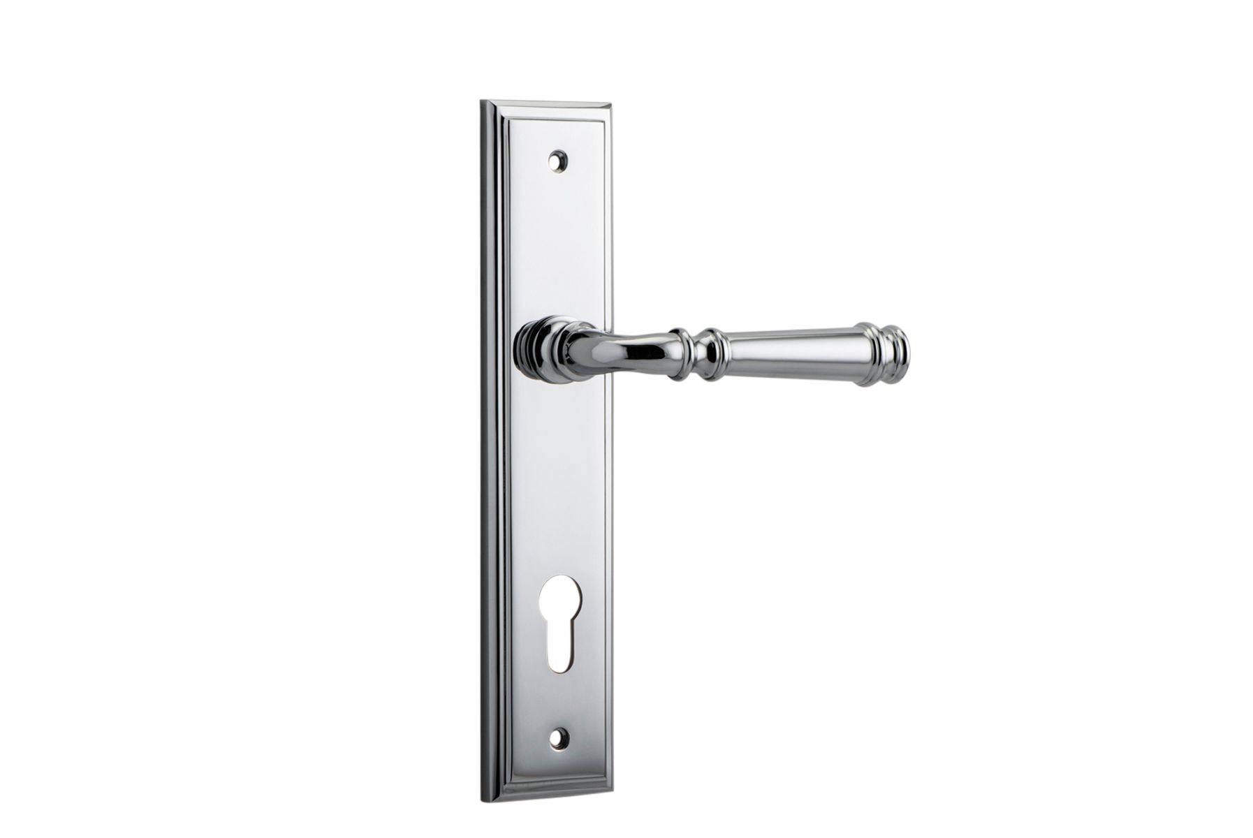 11742E85 - Verona Lever - Stepped Backplate - Polished Chrome - Entrance