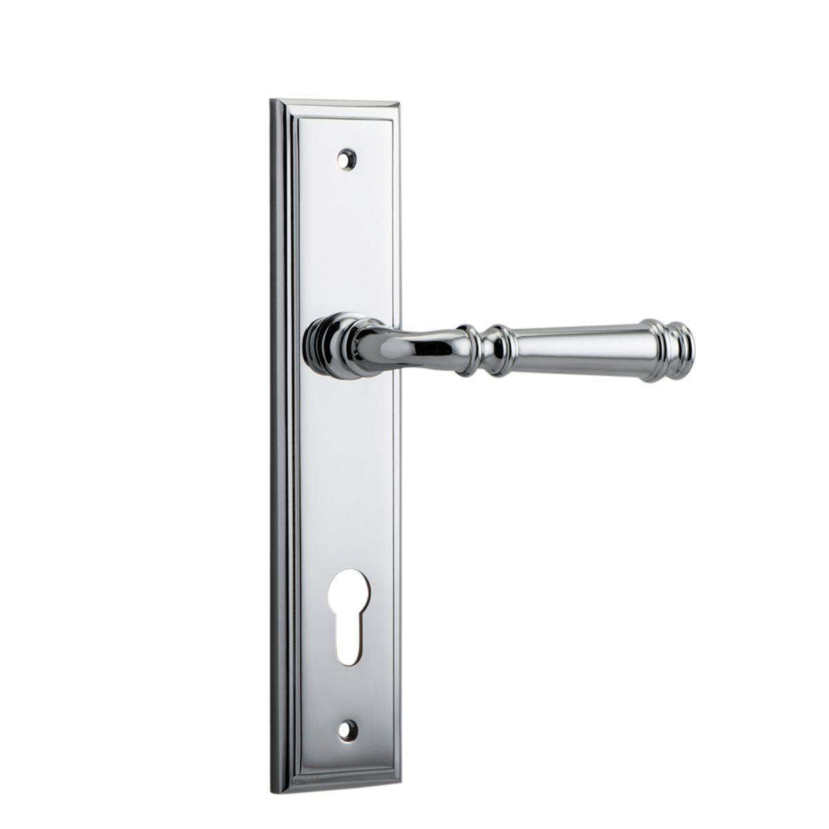 11742E85 - Verona Lever - Stepped Backplate - Polished Chrome - Entrance