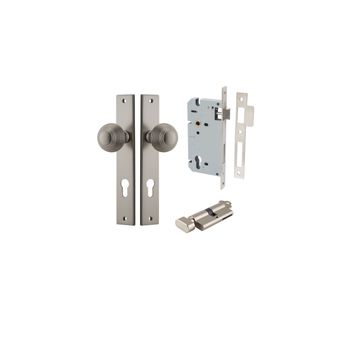 Guildford Knob - Rectangular Backplate Entrance Kit with High Security Lock
