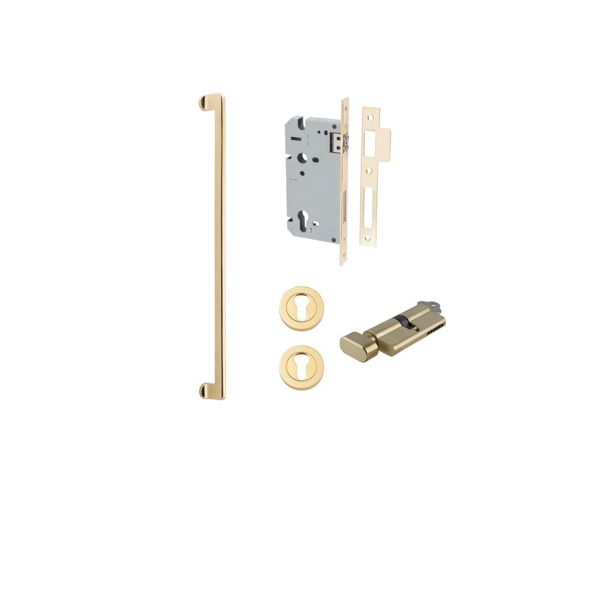21300KENTR60KT - Baltimore Pull Handle - 600mm Entrance Kit with Separate High Security Lock - Polished Brass - Entrance