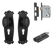 Bungalow Door Knob - Long Backplate Entrance Set with High Security Lock