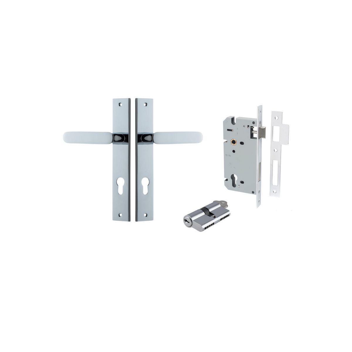 11748KENTR60KK - Bronte Lever - Rectangular Backplate Entrance Kit with High Security Lock - Polished Chrome - Entrance