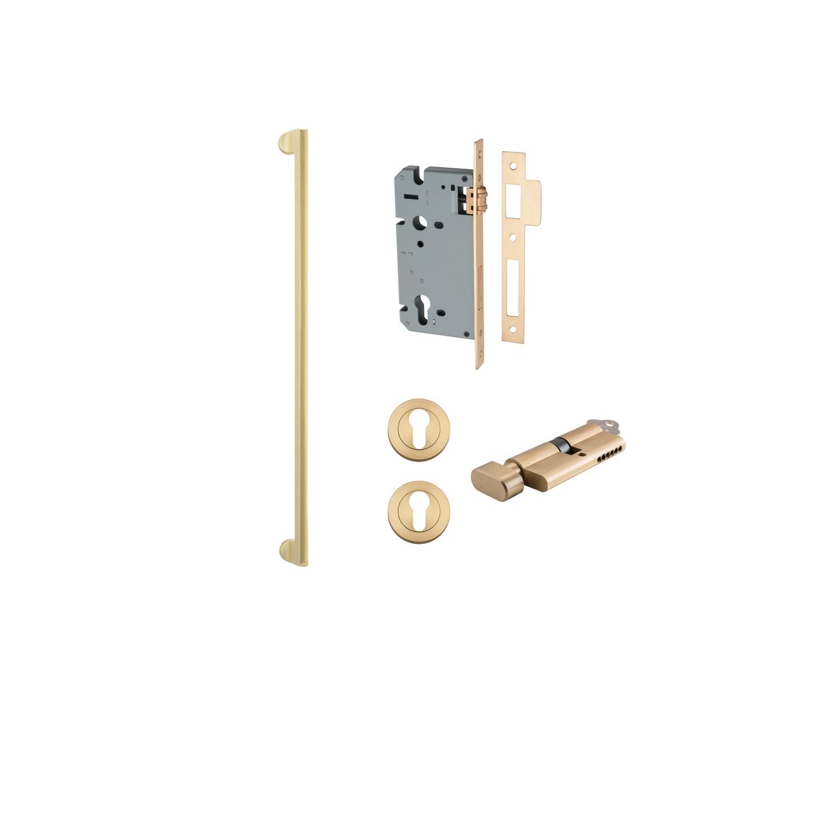 17250KENTR60KT - Baltimore Pull Handle - 600mm Entrance Kit with Separate High Security Lock - Brushed Gold PVD - Entrance
