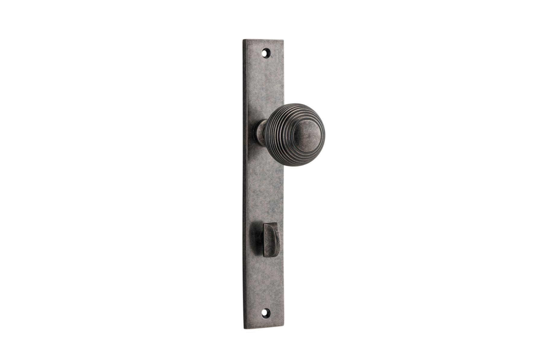 13824P85 - Guildford Knob - Rectangular Backplate - Distressed Nickel - Privacy