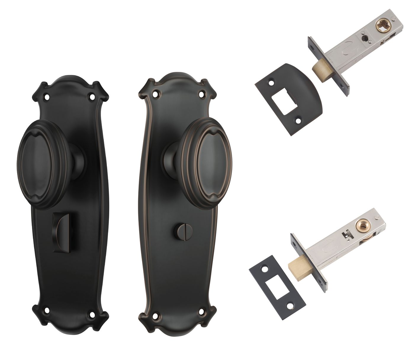 Bungalow Door Knob - Long Backplate Privacy Set