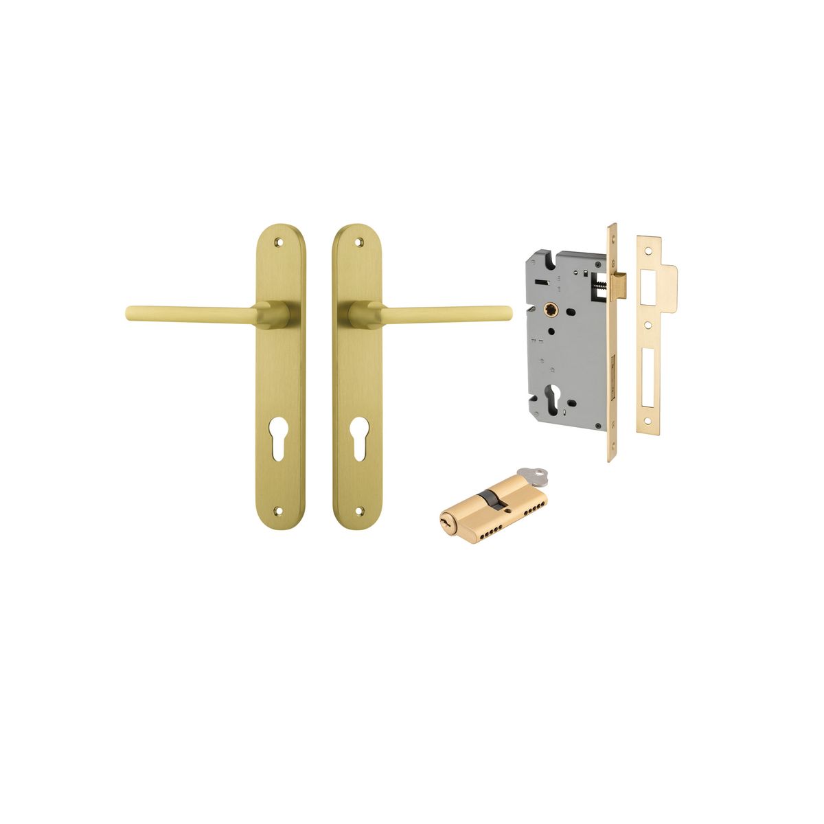 16326KENTR60KK - Baltimore Lever - Oval Backplate Entrance Kit with High Security Lock - Brushed Gold PVD - Entrance