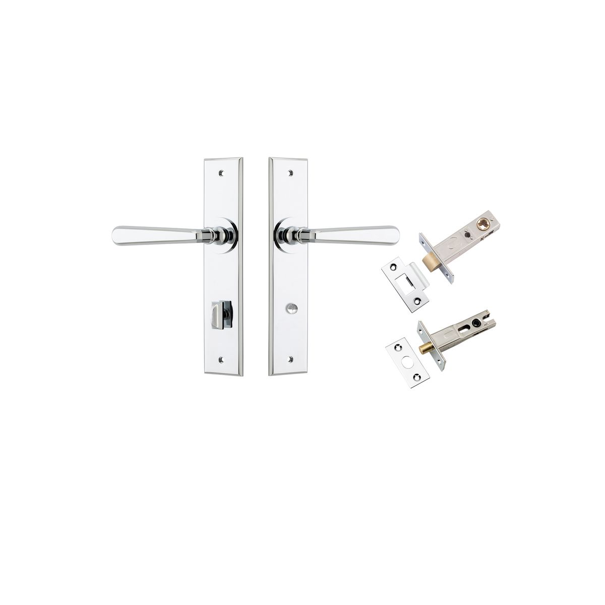 11880KPRIV60 - Copenhagen Lever - Chamfered Backplate Privacy Kit with Privacy Turn - Polished Chrome - Privacy