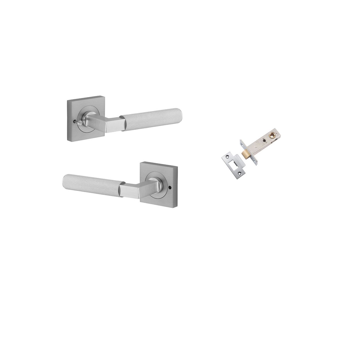 0425KIBPRIV60 - Brunswick Lever - Square Rose Privacy Kit (Inbuilt Privacy) - Brushed Chrome - Privacy