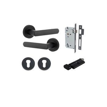 Osaka Lever - Round Rose Entrance Kit with Separate High Security Lock