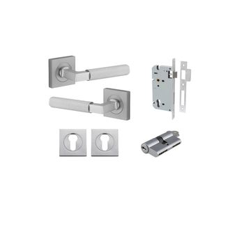 Brunswick Lever - Square Rose Entrance Kit with High Security Lock