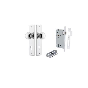 Paddington Knob - Chamfered Backplate Entrance Kit with High Security Lock