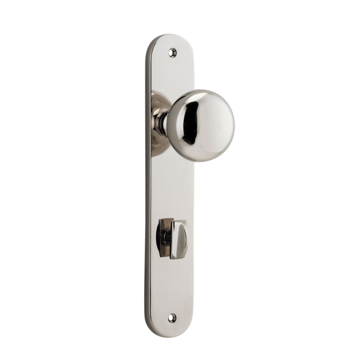 14334P85 - Cambridge Knob - Oval Backplate - Polished Nickel - Privacy