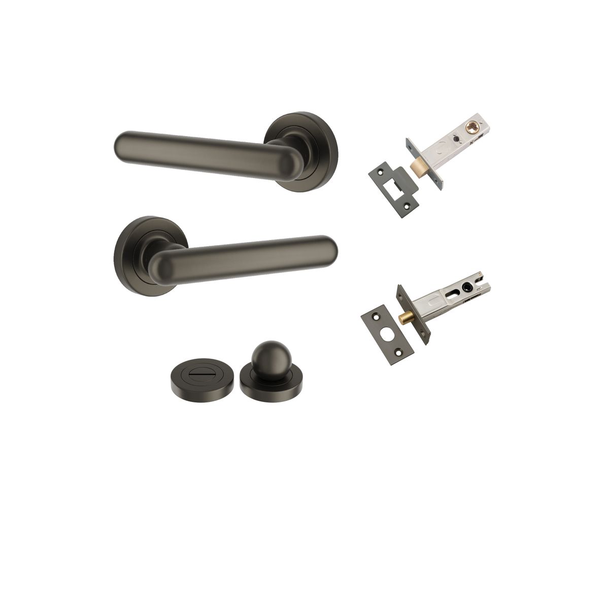 24001KPRIV60 - Puerto Lever - Round Rose Privacy Kit with Separate Privacy Turn - Graphite PVD - Privacy