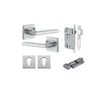 0275KENTR60KT - Baltimore Lever - Square Rose Entrance Kit with Separate High Security Lock - Brushed Chrome - Entrance