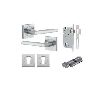 Baltimore Lever - Square Rose Entrance Kit with Separate High Security Lock
