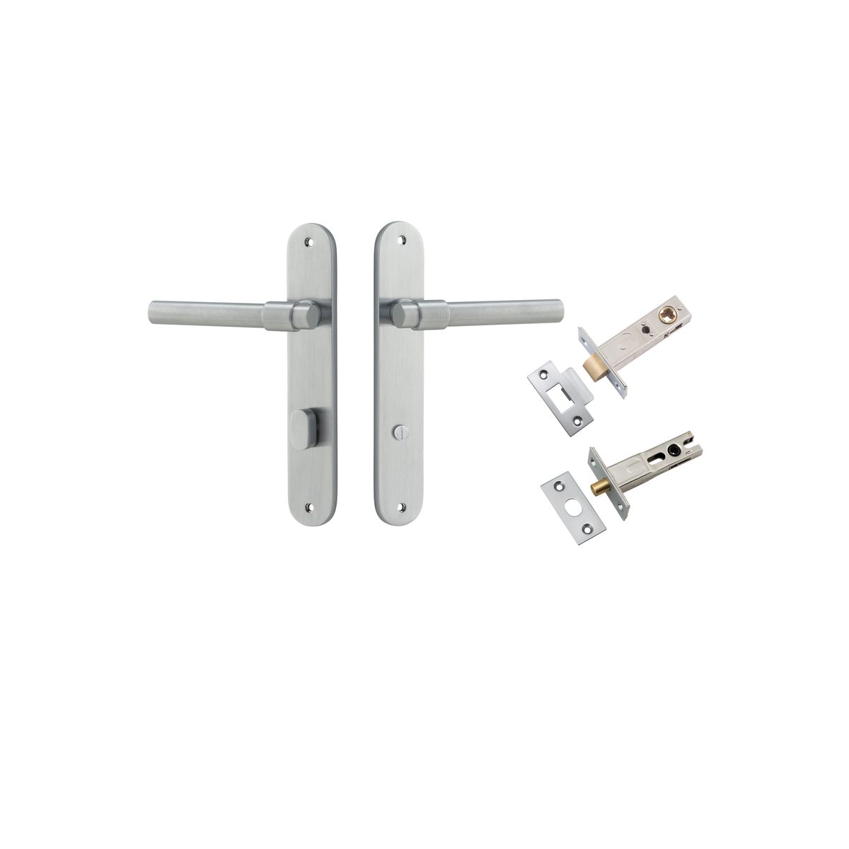 12400KPRIV60 - Helsinki Lever - Oval Backplate Privacy Kit with Privacy Turn - Brushed Chrome - Privacy